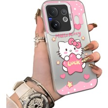 HONTINGA Vivo V60 5g ile Uyumlu Kılıf Silikon Kenar Sert Arka Kamera Koruyucu Basitlik Anti Düşme Kamera Korumalı Kitty Desen Couple Telefon Kılıfı Kadın ve Erkek Için Uygundur K1-1604