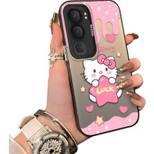 HONTINGA Vivo Y31 5g ile Uyumlu Kılıf Silikon Kenar Sert Arka Kamera Koruyucu Basitlik Anti Düşme Kamera Korumalı Kitty Desen Couple Telefon Kılıfı Kadın ve Erkek Için Uygundur K1-1604