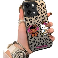 HONTINGA Oppo Reno 14 Pro 5g ile Uyumlu Kılıf Silikon Kenar Sert Arka Kamera Koruyucu Basitlik Anti Düşme Kamera Korumalı Kitty Desen Couple Telefon Kılıfı Kadın ve Erkek Için Uygundur K1-1607