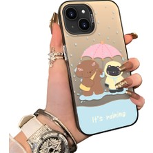 HONTINGA iPhone 13 Mini ile Uyumlu Kılıf Silikon Kenar Sert Arka Kamera Koruyucu Basitlik Anti Düşme Kamera Korumalı Karikatür Desen Couple Telefon Kılıfı Kadın ve Erkek Için Uygundur K1-1606