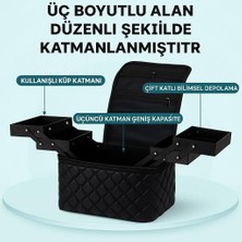Croc KC03 Profesyonel Siyah Katlı Makyaj Çantası | Büyük Kapasiteli Makyaj, Lifting, Protez Tırnak Çantası