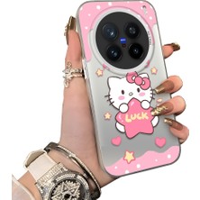 HONTINGA Vivo X200 Pro ile Uyumlu Kılıf Silikon Kenar Sert Arka Kamera Koruyucu Basitlik Anti Düşme Kamera Korumalı Kitty Desen Couple Telefon Kılıfı Kadın ve Erkek Için Uygundur K1-1604