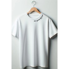  Love Yourself First Yaka Baskılı Oversize Bisiklet Yaka Tshirt