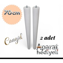 Cangul Ahşap 70 cm 2 Adet Beyaz Konik Ayak