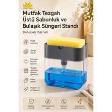 Mutfak Tezgah Üstü Sabunluk ve Bulaşık Süngeri Standı Deterjan Hazneli