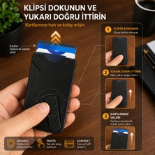 Veriqo 3D Mekanizmalı Kartlık Kartvizitlik Ince Minimalist Kart Cüzdanı Rfıd Koruyucu Pla Siyah