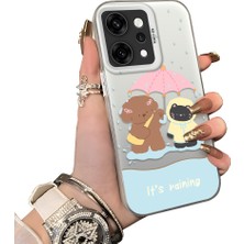 HONTINGA Oppo Reno 14 Pro 5g ile Uyumlu Kılıf Silikon Kenar Sert Arka Kamera Koruyucu Basitlik Anti Düşme Kamera Korumalı Karikatür Desen Couple Telefon Kılıfı Kadın ve Erkek Için Uygundur K1-1606