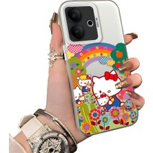 HONTINGA Vivo V60 Lite 5g ile Uyumlu Kılıf Silikon Kenar Sert Arka Kamera Koruyucu Basitlik Anti Düşme Kamera Korumalı Kitty Desen Couple Telefon Kılıfı Kadın ve Erkek Için Uygundur K1-1608