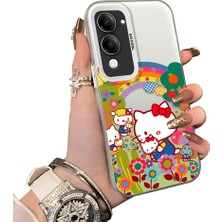 HONTINGA Vivo Y04 ile Uyumlu Kılıf Silikon Kenar Sert Arka Kamera Koruyucu Basitlik Anti Düşme Kamera Korumalı Kitty Desen Couple Telefon Kılıfı Kadın ve Erkek Için Uygundur K1-1608