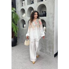 Cardella Camelia Premium Vual Kumaş Desenli Alt Üst Pantolonlu Takım  - Tesettü Uyumlu Kombin