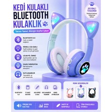 Tastech Stn-28 Kulaküstü Kablosuz Kedi Tasarımlı Kulaklık Bluetooth Fm Radyolu Hafıza Kartı Girişli Sevimli Kulaklık