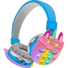 Tastech KT-55C Unicorn Popit Kablosuz Kulaklık Şarjlı Kulaküstü Bluetooth Kulaklığı Mikrofonlu Hafıza Kartı Girişli Sevimli Kulaklık