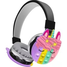 Tastech KT-55C Unicorn Popit Kablosuz Kulaklık Şarjlı Kulaküstü Bluetooth Kulaklığı Mikrofonlu Hafıza Kartı Girişli Sevimli Kulaklık