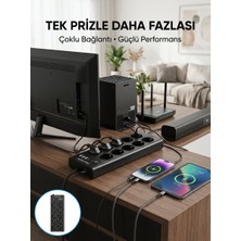 Nevamel® 10 Prizli USB Destekli Çoklu Priz Type-C Şarj Girişli Güvenli Güç Ünitesi