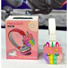 Tastech Çoçuklar Için Bluetooth Kulaklık Karikatür Popit Sd Kart Girişli Şarjlı Kablosuz Kulaklık