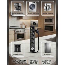 DC-ELEKTRO Viko Multi-Let 5 Li (1-15 Metre Arası) 3x2.5 Anahtarlı Çocuk Korumali % Yüz Tam Bakır Ttr Kablolu Uzatma Seyyar (Markanin Özel Üretimi Orijinal Tse Fişli Bakir Kablolu)