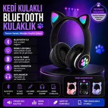 Tastech Stn-28 Kulaküstü Kablosuz Kedi Tasarımlı Kulaklık Bluetooth Fm Radyolu Hafıza Kartı Girişli Sevimli Kulaklık