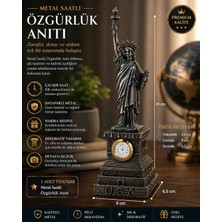 Wolawood Metal Saatli Özgürlük Anıtı Dekoratif Biblo 24 cm – Premium Metal Özgürlük Heykeli Masa Saati, New York Liberty Statue Tasarımlı Ev & Ofis Dekoru, Koleksiyonluk Şık Hediyelik