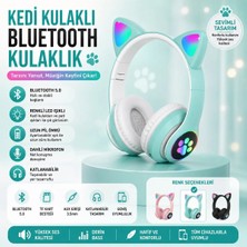 Tastech Stn-28 Kulaküstü Kablosuz Kedi Tasarımlı Kulaklık Bluetooth Fm Radyolu Hafıza Kartı Girişli Sevimli Kulaklık