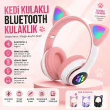 Tastech Stn-28 Kulaküstü Kablosuz Kedi Tasarımlı Kulaklık Bluetooth Fm Radyolu Hafıza Kartı Girişli Sevimli Kulaklık