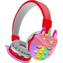 Tastech Çoçuklar Için Bluetooth Kulaklık Karikatür Popit Sd Kart Girişli Şarjlı Kablosuz Kulaklık