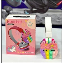 Tastech KT-55C Unicorn Popit Kablosuz Kulaklık Şarjlı Kulaküstü Bluetooth Kulaklığı Mikrofonlu Hafıza Kartı Girişli Sevimli Kulaklık