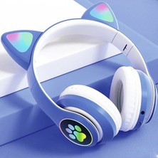 Tastech STN28 Kablosuz Kedi Kulaklık Şarjlı LED Işıklı Bluetooth Kulaklık Aux Sd Kart