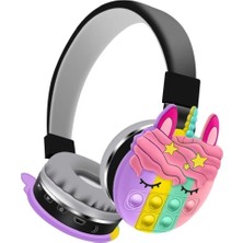 Tastech Çoçuklar Için Bluetooth Kulaklık Karikatür Popit Sd Kart Girişli Şarjlı Kablosuz Kulaklık