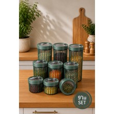 Stile Cucina 9'lu Linea Yuvarlak Saklama Kabı 3x(0,50 Litre, 1,1 Litre, 1,70 Litre) Yeşil