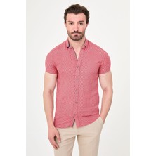 MCR Desenli Slim Fit Kısa Kollu Erkek Gömlek