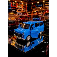 Oyuncak Sahili Ford Mark 1 Transit 1969 Tarz Minibüs 12CM Çekbırak Nostalji Metal Kapı Açılır Işıklı Sesli Koleksiyon Model Mavi
