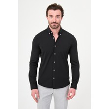 MCR Düz Slim Fit Yüksek Yaka Uzun Kol Erkek Gömlek