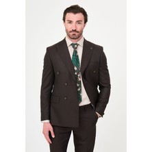 MCR Çizgili Slim Fit Geniş Yaka Kruvaze Erkek Takım Elbise