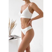 Morado Se siente Perfecto Kadın Ekru Çıkarılabilir Pedli Fitilli Dantelli Bralet Takımı