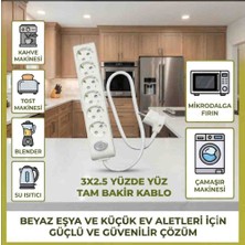 DC-ELEKTRO Viko Multi-Let 6 Lı (1-15 Metre Arası) 3x2.5 Anahtarlı Çocuk Korumali % Yüz Tam Bakır Ttr Kablolu Uzatma Seyyar (Markanin Özel Üretimi Orijinal Tse Fişli Bakir Kablolu)