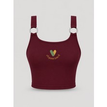  kadın halka detaylı u yaka crop atlet askılı esnek basic yazlık bluz