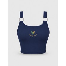  kadın halka detaylı u yaka crop atlet askılı esnek basic yazlık bluz