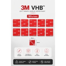3m Vhb Çift Taraflı Bant 30X30 mm Kare Kesim 10’lu Paket Güçlü Yapışkan Endüstriyel Bant