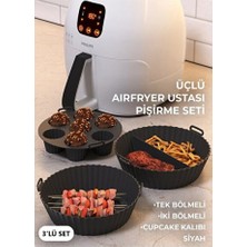 Empressco 3'lü Airfryer Pişirme Seti, Silikon Kabı ve Kalıp, Pratik Kullanım