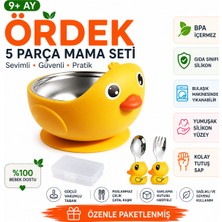 Jojobebek Civciv Figürlü Premium Güvenli Çocuk Vakumlu Silikon Beslenme Mama Seti, (9+ Ay)