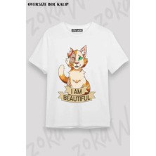 Unisex Oversize Kalıp Warrior Cats I Am Beautiful Tasarım Baskılı Tshirt