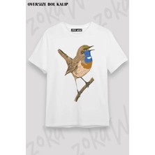 Unisex Oversize Kalıp Ardıç Kuşu Tasarım Baskılı Tshirt