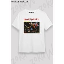 Unisex Oversize Kalıp Trooper Iron Maiden Tasarım Baskılı Tshirt