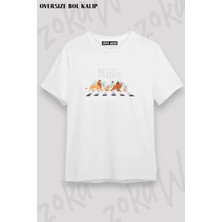 Unisex Oversize Kalıp Hakuna Matata, Beatles Road Tişört Tasarım Baskılı Tshirt