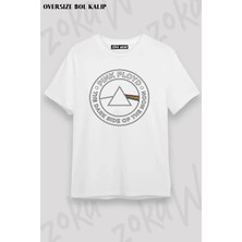 Unisex Oversize Kalıp Pink Floyd Moon Tasarım Baskılı Tshirt