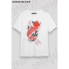Unisex Oversize Kalıp Akira Nishikiyama Koi Yakuza Tasarım Baskılı Tshirt