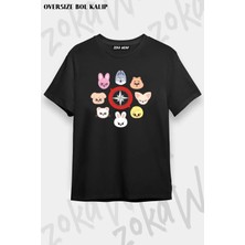 Unisex Oversize Kalıp Skzoo Stray Kids Tasarım Baskılı Tshirt