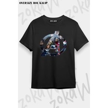 Unisex Oversize Kalıp Avengers Yenilmezler Tasarım Baskılı Tshirt