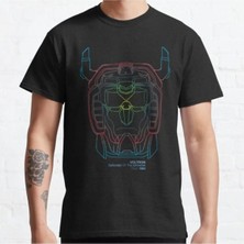 Bol Kalıp Unisex Voltron: Legendary Defender Big Face Neon Outline Tasarım Baskılı Tshirt
