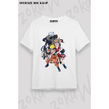 Unisex Oversize Kalıp Naruto Karakterler Tasarım Baskılı Tshirt